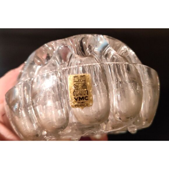 Vintage VMC Reims France Crystal Glass Flower Frog 19 Holes Mint Condition - Picture 3 of 5